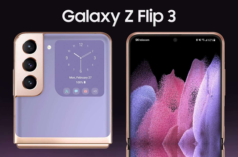 Hình ảnh render Galaxy Z Flip 3 lộ diện với thiết kế đầy lôi cuốn