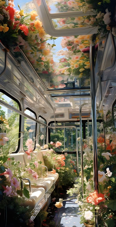Hình nền iPhone đẹp xe buýt hoa