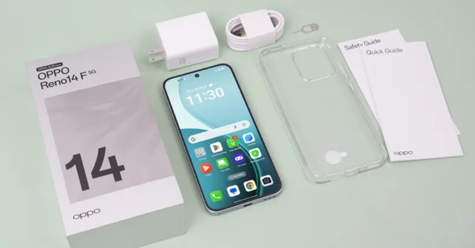 Viên pin dung lượng khủng 6000mAh được tích hợp trong thân máy mỏng 7.7mm của OPPO Reno14 F