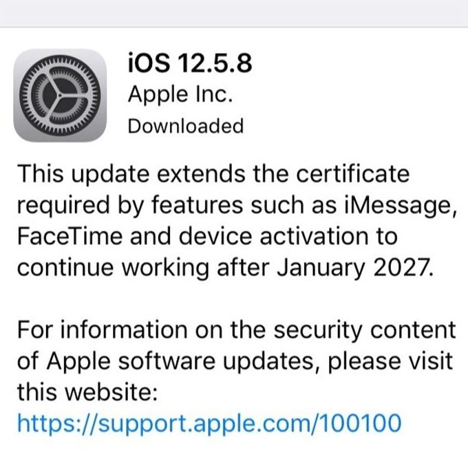 iOS 12.5.8 cập nhật những gì?