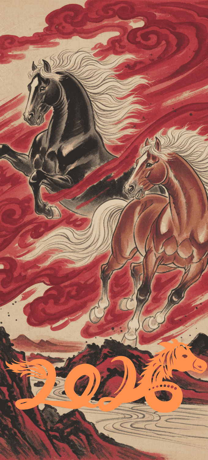 Hình nền đỏ ngày Tết họa tiết ngựa 1
