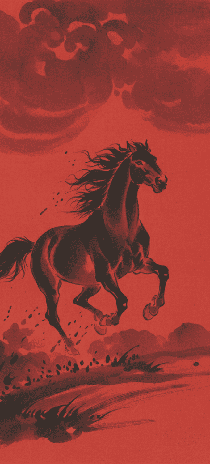 Hình nền đỏ ngày Tết họa tiết ngựa 4