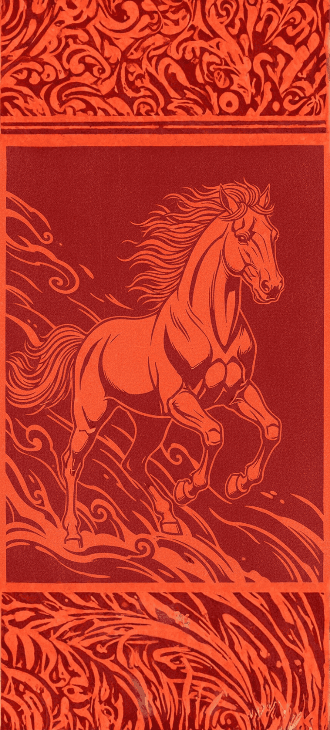 Hình nền đỏ ngày Tết họa tiết ngựa 6
