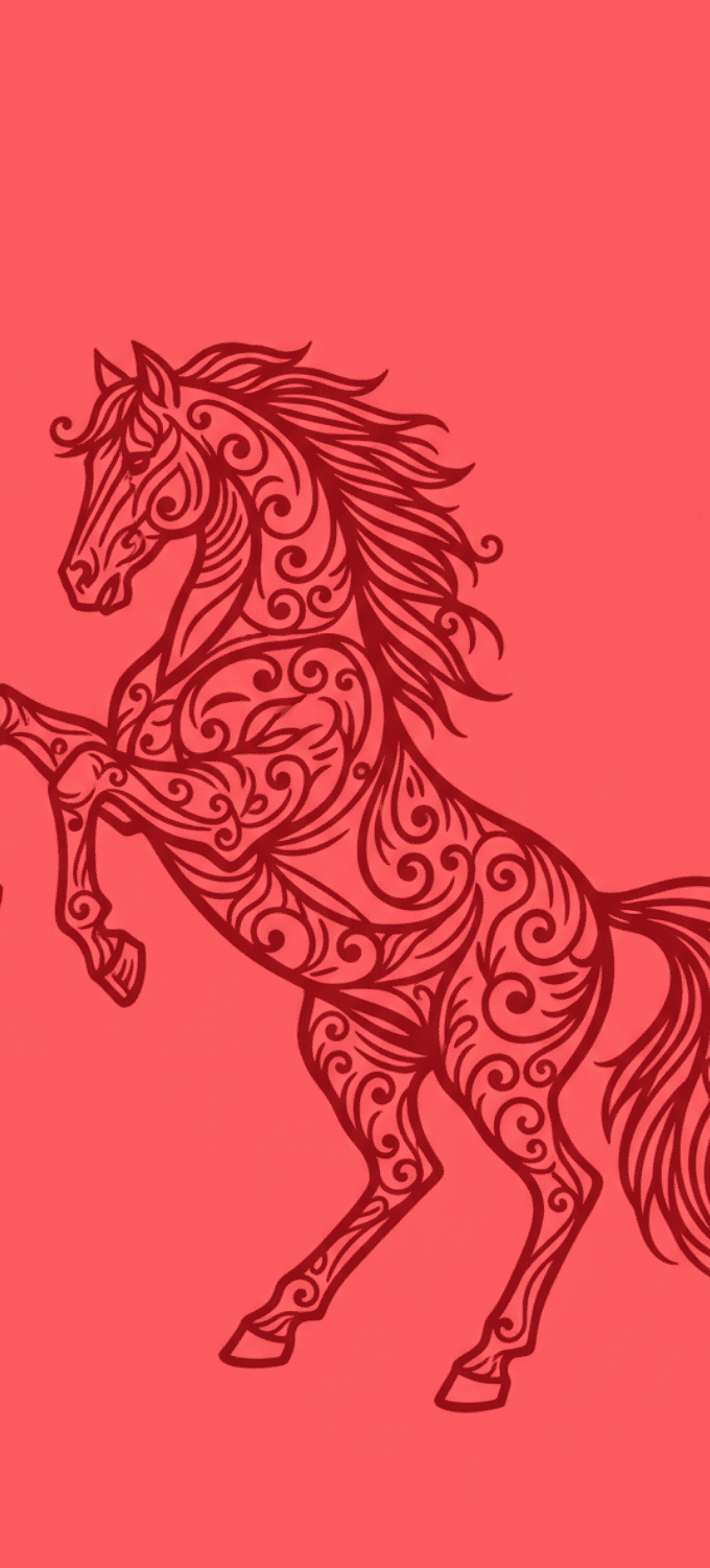 Hình nền đỏ ngày Tết họa tiết ngựa 1