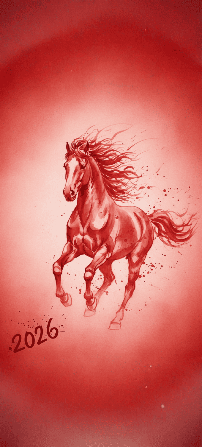 Hình nền đỏ ngày Tết họa tiết ngựa 7