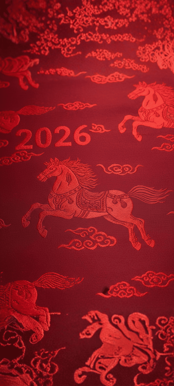 Hình nền đỏ ngày Tết họa tiết ngựa 8