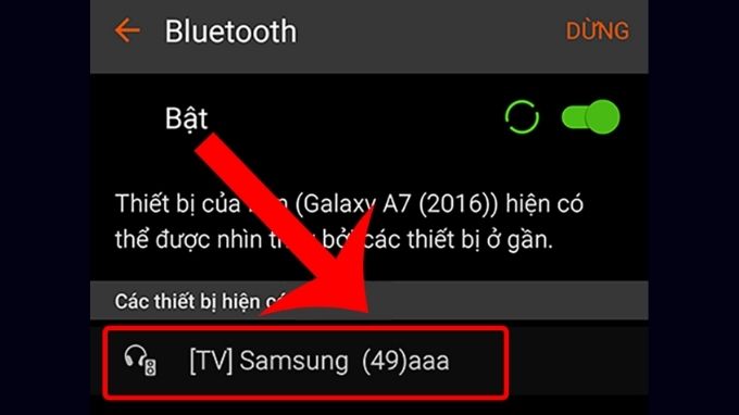 Bước 5: Kết nối điện thoại với Samsung model 2016