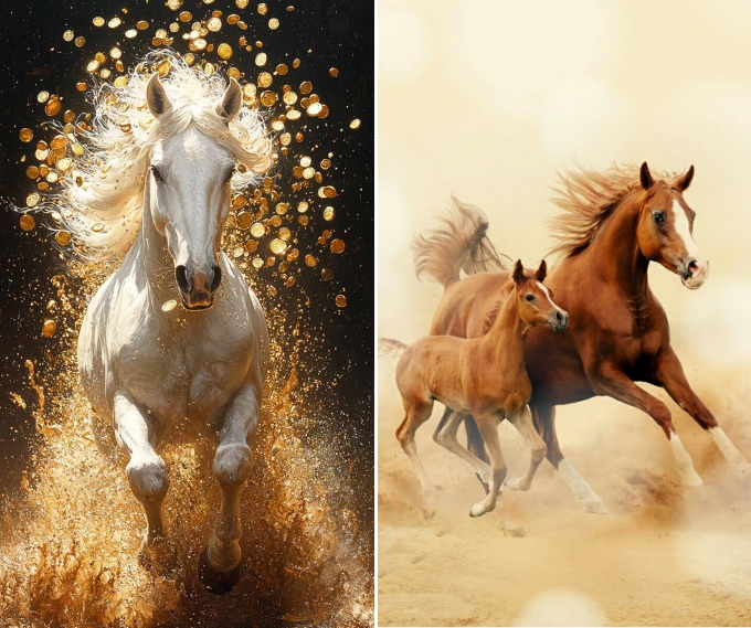 Hình nền ngựa 3D dũng mãnh trong khung cảnh thiên nhiên hùng vĩ, toát lên vẻ uy nghi