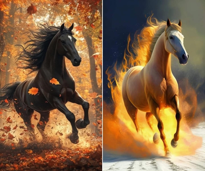 Ngựa 3D oai vệ với bộ lông bóng mượt, thể hiện sức mạnh và sự tự do