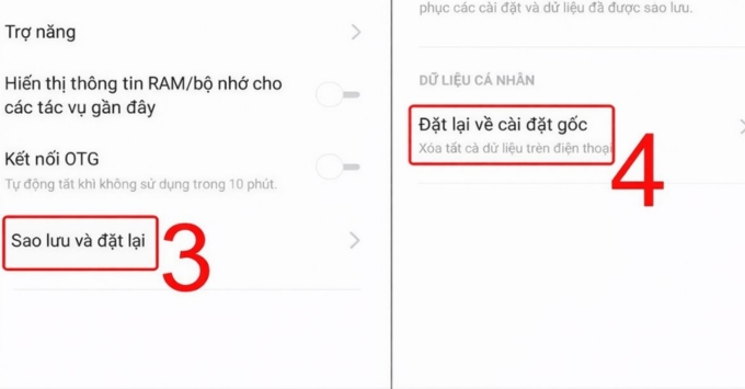 Khôi phục cài đặt gốc (Giải pháp cuối cùng) để khắc phục lỗi OPPO không nhận thẻ SD