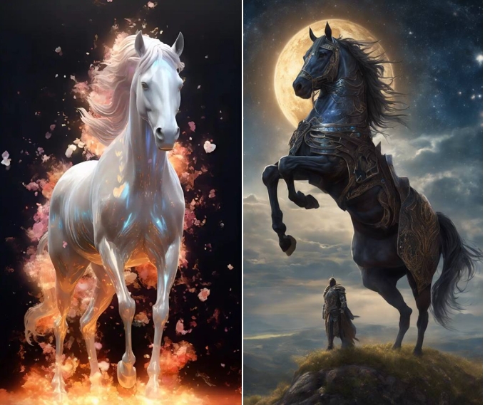 Hình nền ngựa trừu tượng phong cách tối giản với đường nét tinh tế và màu sắc nhẹ nhàng