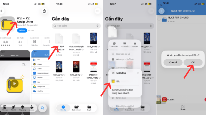 Sử dụng ứng dụng Documents để quản lý và giải nén tệp RAR trên iPhone