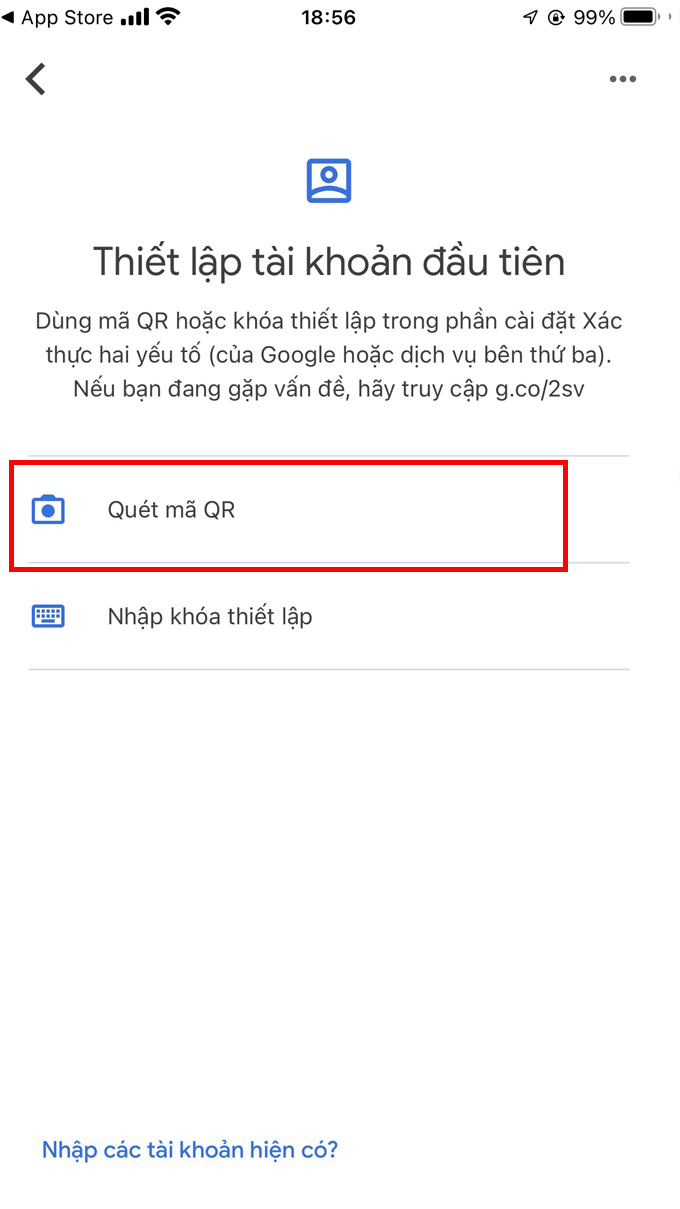Cách bật xác thực 2 yếu tố trên tài khoản Google Authenticator bước 2 quét mã QR