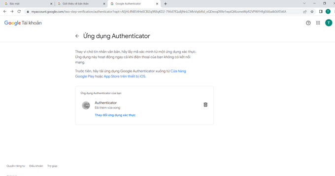 Cách bật xác thực 2 yếu tố trên tài khoản Google Authenticator bước 3 hoàn thành