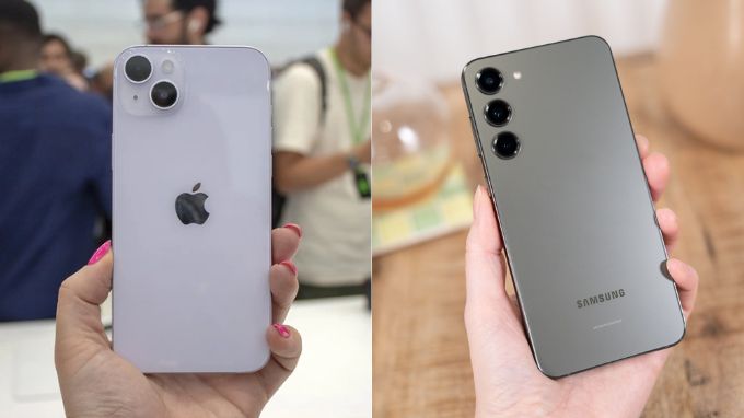 thiết kế điện thoại iphone 14 Ppus và galaxy s23 plus