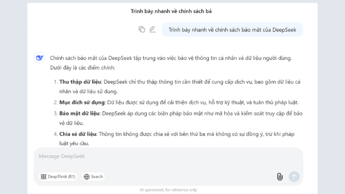 Bảo mật trên DeepSeek
