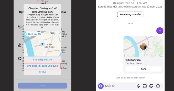 cách gửi vị trí trực tiếp trên Instagram điện thoại cách gửi