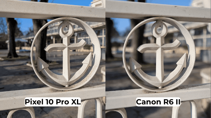Bokeh tự nhiên Canon R6 II đẹp hơn xóa phông Pixel 10 Pro XL.
