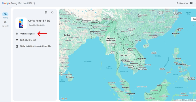 Cách định vị điện thoại OPPO trên iPhone bằng cách vào android.com/find bấm vào nút