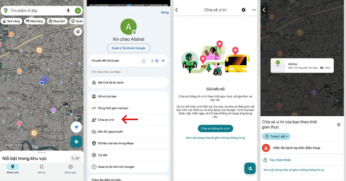 Định vị điện thoại OPPO trên iPhone bằng cách chia sẻ vị trí qua Google Maps