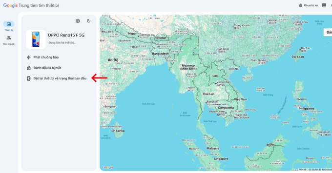Nếu iPhone không thể tìm thấy máy OPPO bạn hãy Xóa dữ liệu vĩnh viễn (Erase Device)