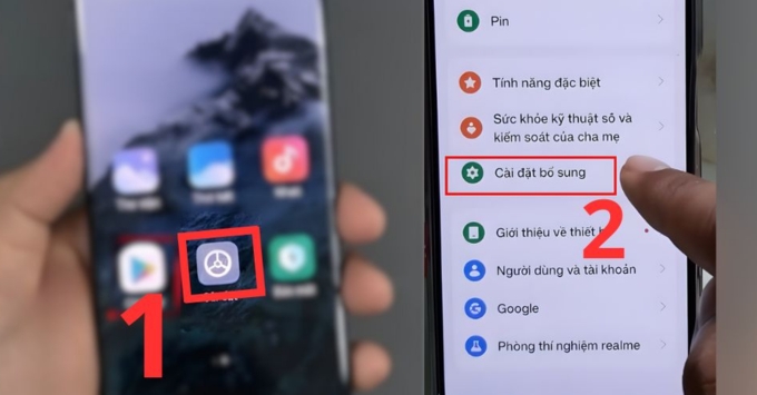 Tắt nguồn Realme khi nút nguồn bị hỏng, liệt, kém nhạy bằng cách Tắt nguồn bằng Menu Trợ năng (Accessibility Menu) bước 1
