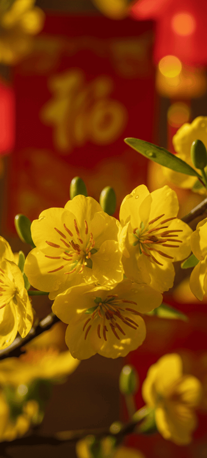 Hình nền hoa mai vàng chụp cận cảnh nghệ thuật