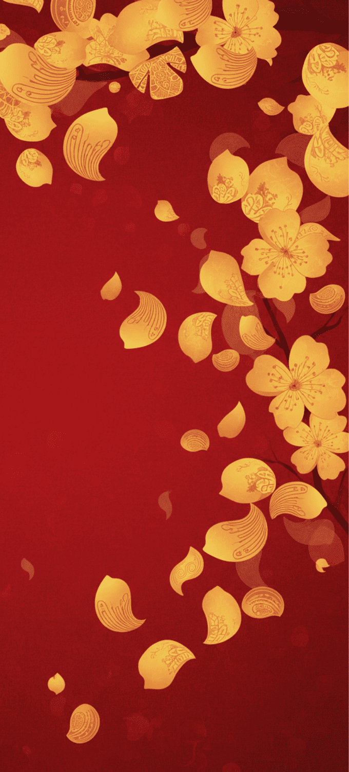 Hình nền hoa mai vẽ đồ họa phong cách truyền thống