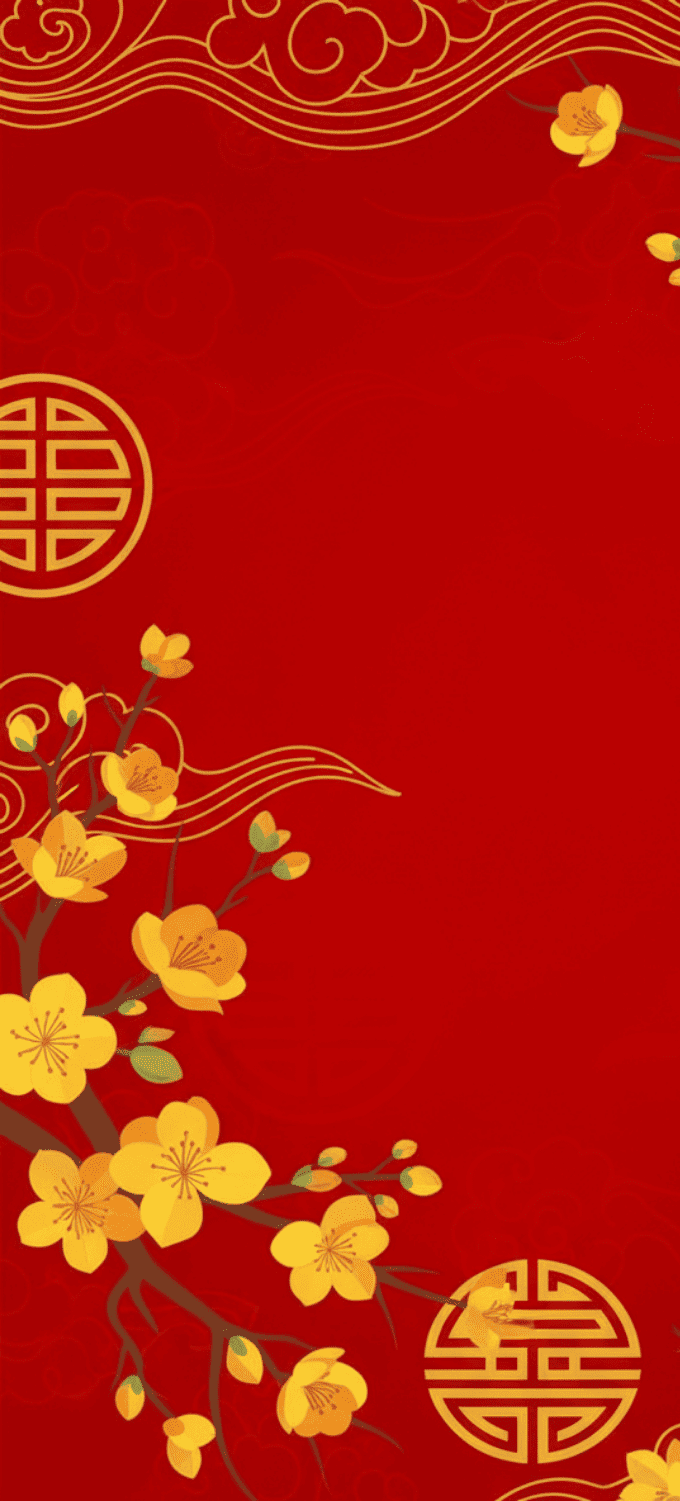 Hình nền hoa mai vẽ đồ họa phong cách truyền thống