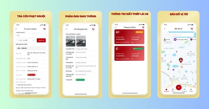 VNeTraffic Tra cứu phạt nguội, Gửi phản ánh vi phạm, Tích hợp ví giấy tờ, Cập nhật tình hình giao thông