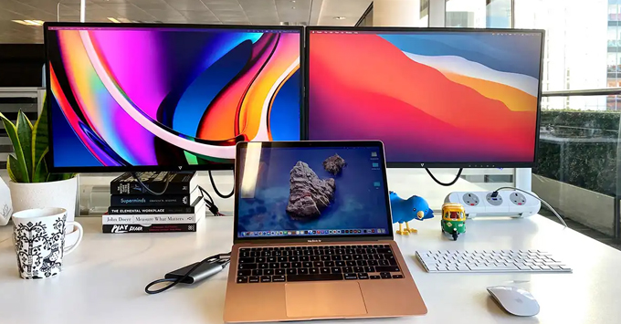 Cách kết nối hai hoặc nhiều màn hình ngoài với MacBook thông qua HDMI Hyperdrive Dual 4K