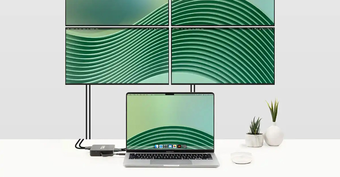 Cách kết nối hai hoặc nhiều màn hình ngoài với MacBook thông qua USB-C sang Quad HDMI