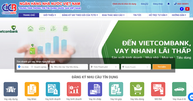 Cách kiểm tra nợ xấu qua CIC bằng website bước 1