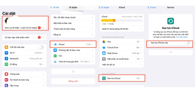 Cách chuyển dữ liệu sang iPhone 17 bằng iCloud cũ