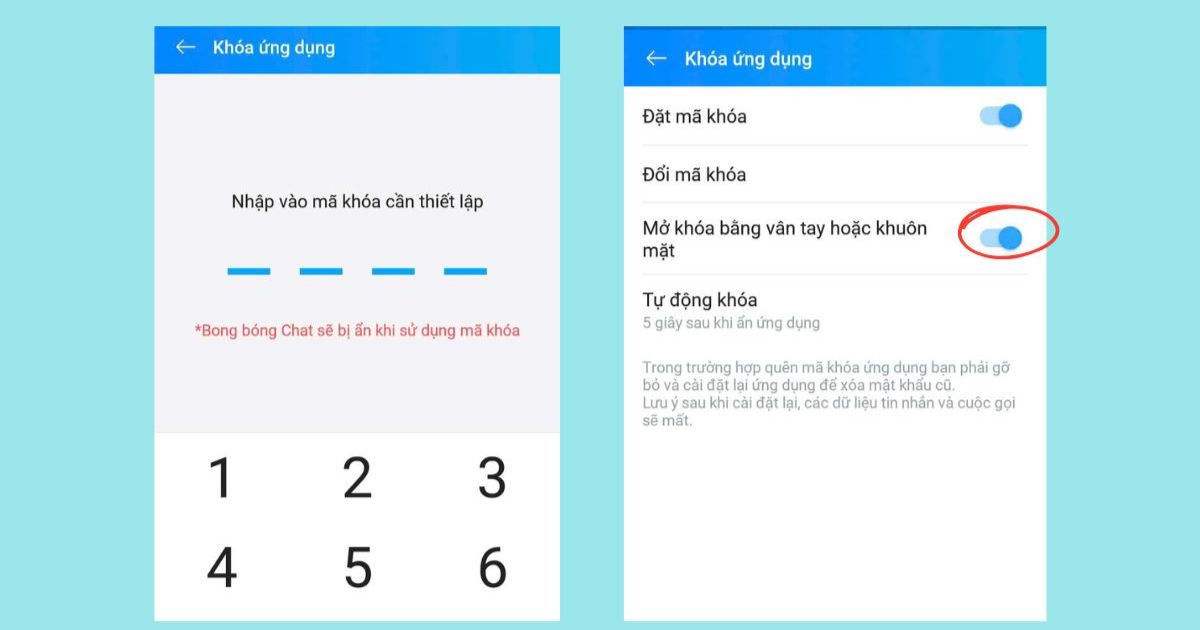 Hướng dẫn cách xác thực Biometric Zalo b3