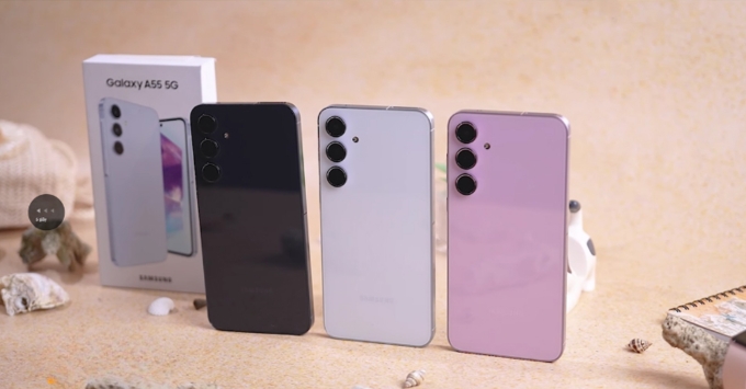 Samsung Galaxy A55 5G thiết kế kim loại cao cấp, khung viền phẳng chắc chắn, mặt lưng kính Gorilla Glass sang trọng