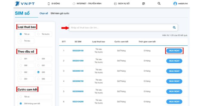 Cách mua eSIM VinaPhone online nhanh chóng bước 2