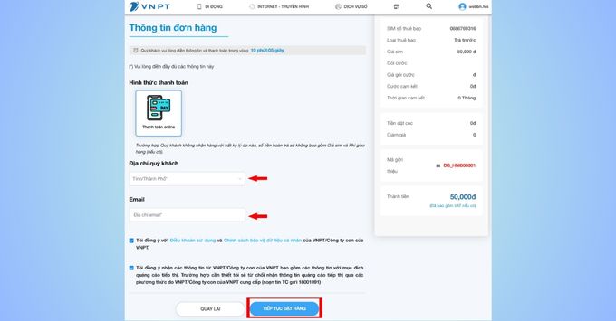 Cách mua eSIM VinaPhone online nhanh chóng bước 4