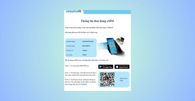 Cách mua eSIM VinaPhone online nhanh chóng bước 8