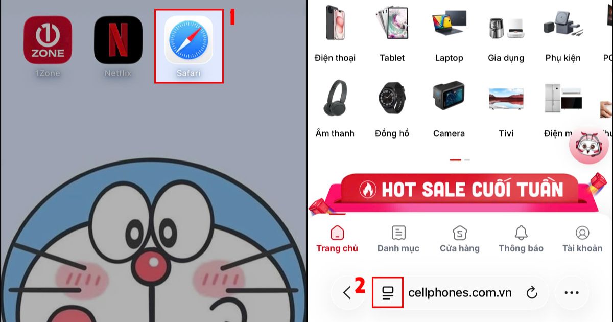 chuyển sang chế độ máy tính trên iPhone