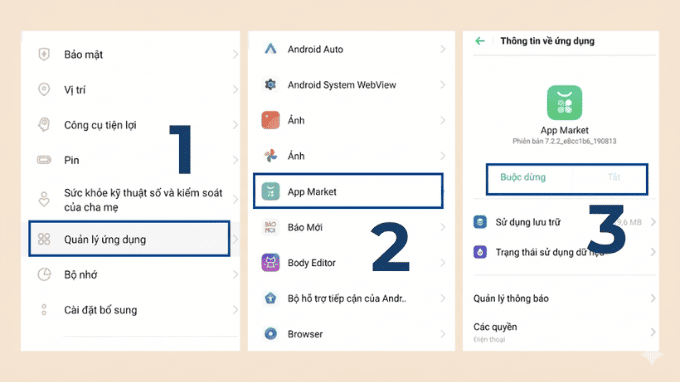 Giao diện quản lý ứng dụng trên điện thoại OPPO