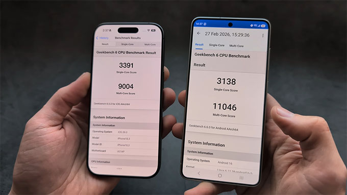 Hiệu năng, phần mềm Galaxy S26 vs iPhone 17