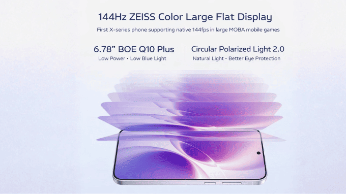 Màn hình Vivo X300s 144Hz rực rỡ 4.500 nits