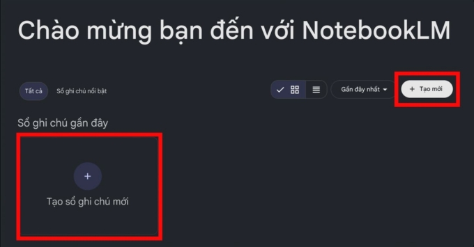 Hướng dẫn sử dụng NotebookLM chi tiết bước 2 Tạo Notebook mới