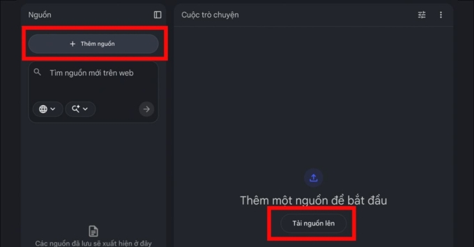 Hướng dẫn sử dụng NotebookLM chi tiết bước 2 tải tài liệu lên (Sources)