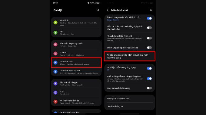 Tìm trong chế độ ẩn ứng dụng
