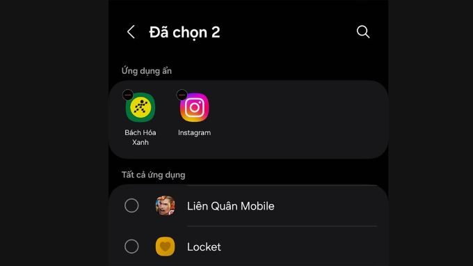 Tìm ứng dụng trong chế độ ẩn ứng dụng