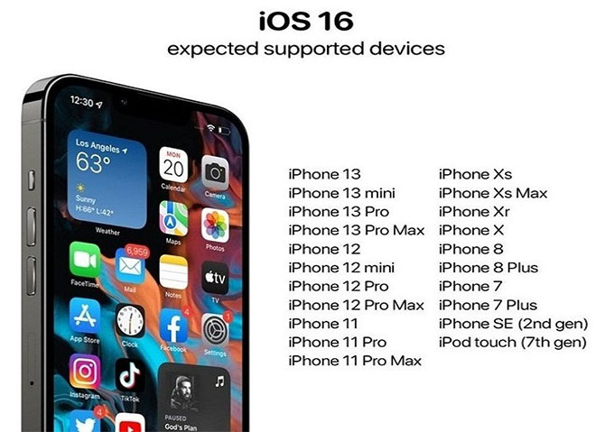 Các thiết bị tương thích với iOS 16