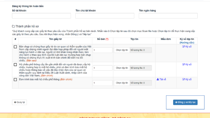Nộp hồ sơ và hoàn tất thủ tục