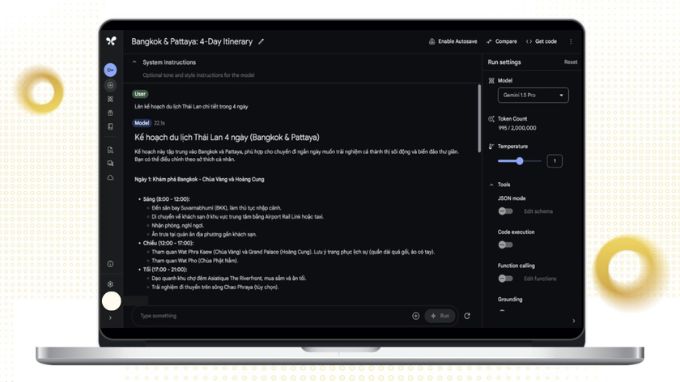 Hướng dẫn sử dụng Google AI Studio Prompts b3